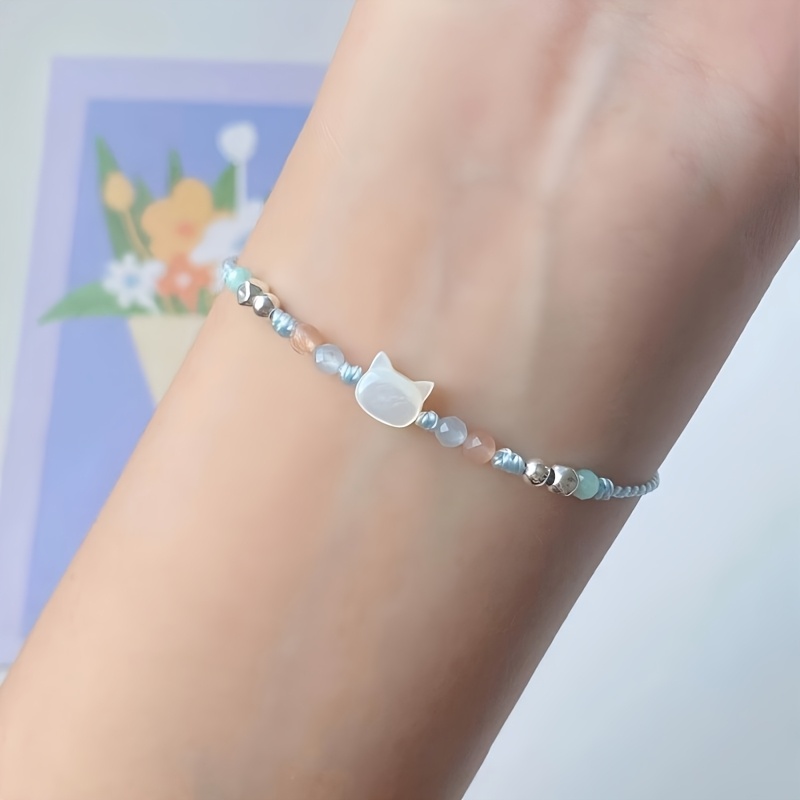 Set of 4 Hand Woven Cat Bracelets, Adjustable Minimalist Fortune Bracelets